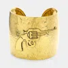 Fashnzfab Hammered Wide Metal Cuff Bracelet Gold In Gold