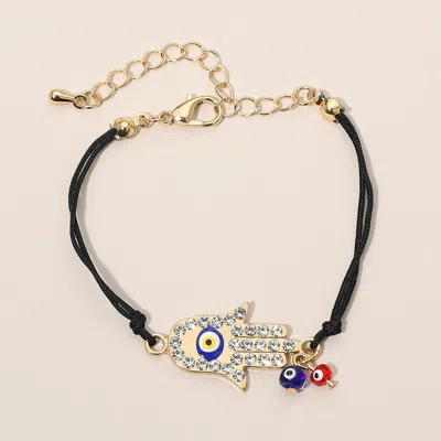 Fashnzfab Hamsa Evil Eye Charm Accent Bracelet In Red