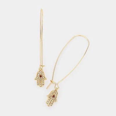 Fashnzfab Hamsa Hand Drop Thread Earrings In Gold