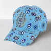 Fashnzfab Hamsa Hand Pointed Evil Eye Pattern Printed Baseball Cap In Blue