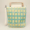 Fashnzfab Handcrafted Beaded Boho Wood Handle Tote / Crossbody Bag In Multi