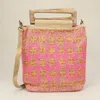 Fashnzfab Handcrafted Beaded Boho Wooden Handle Tote / Crossbody Bag In Pink