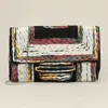 Fashnzfab Handcrafted Raffia Geometric Pattern Clutch Bag / Crossbody Bag In Black