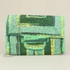 Fashnzfab Handcrafted Raffia Geometric Pattern Clutch Bag / Crossbody Bag In Green