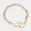 Fashnzfab Handcuffs Charm Metal Link Toggle Bracelet Gold In Gold