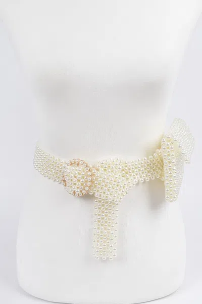 Fashnzfab Handmade Faux Pearl Belt Bag In Gold