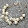 Fashnzfab Handmade Layered Pearl Cluster Station Bracelet Cream, Gold In Multi