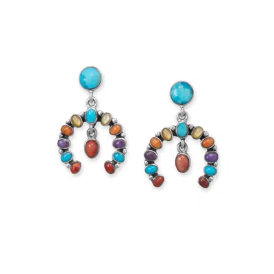 Fashnzfab Handmade Oxidized Multi Stone Horseshoe Drop Earrings In Neutral