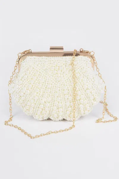 Fashnzfab Handmade Pearl Clutch In Multi