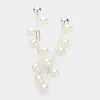 Fashnzfab Hanging Pearl Dangle Earrings - Cream, Silver In Multi