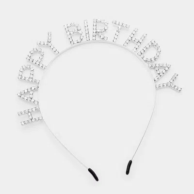 Fashnzfab Happy Birthday Crystal Rhinestone Headband In Metallic
