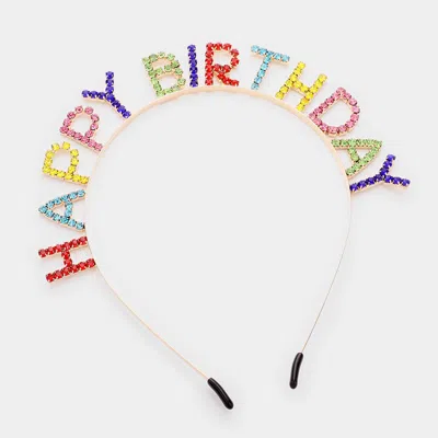 Fashnzfab Happy Birthday Crystal Rhinestone Headband In Multi