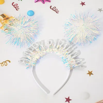 Fashnzfab Happy Birthday Double Tinsel Pom Pom Headband - Ab In Multi