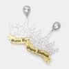 Fashnzfab Happy Birthday Glittered Resin Crown Dangle Earrings - Silver In Silver