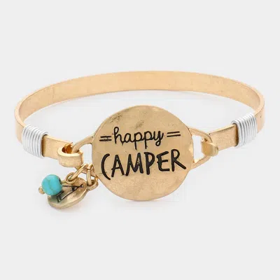 Fashnzfab Happy Camper Message Charm Hook Bracelet Matte Gold