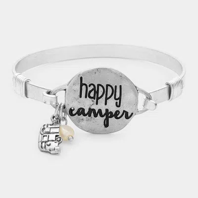Fashnzfab Happy Camper Message Charm Hook Bracelet In Metallic