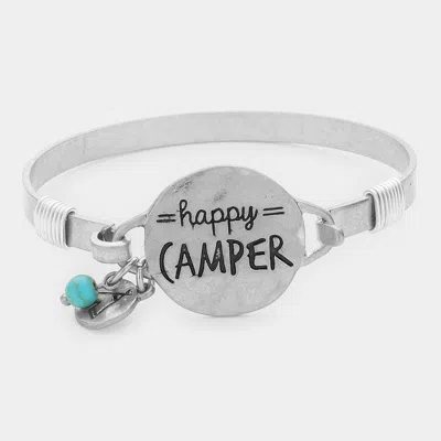 Fashnzfab Happy Camper Message Charm Hook Bracelet Silver Burnished