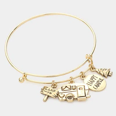 Fashnzfab Happy Camper Message Metal Car Tree Charm Bracelet Antique Gold In Silver