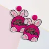 Fashnzfab Happy Easter Felt Back Seed Beaded Bunny Dangle Earrings In Pink