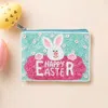 Fashnzfab Happy Easter Message Easter Bunny Seed Beaded Mini Pouch Bag In Blue