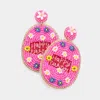 Fashnzfab Happy Easter Message Felt Back Seed Beaded Egg Dangle Earrings - Pink In Pink