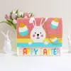 Fashnzfab Happy Easter Message Seed Beaded Easter Bunny Clutch / Crossbody Bag In Multi