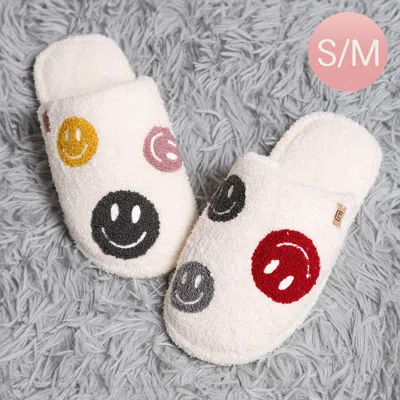 Fashnzfab Happy Face Pattern Soft Home Indoor Floor Slippers - Gray, Red In White