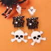 Fashnzfab Happy Halloween Message Glittered Resin Ghost Skull Link Dangle Earrings In White