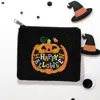 Fashnzfab Happy Halloween Message Pumpkin Seed Beaded Halloween Mini Pouch Bag In Black