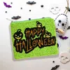 Fashnzfab Happy Halloween Message Seed Beaded Halloween Mini Pouch Bag In Green