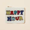 Fashnzfab Happy Hour Message Seed Beaded Mini Pouch Bag In Multi