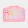 Fashnzfab Happy Mood Message Printed Translucent Mesh Divided Shoulder Bag / Tote Bag In Pink