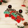 Fashnzfab Happy Pawlidays Message Felt Back Seed Beaded Dog Bone Dangle Earrings In Multi