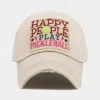 Fashnzfab Happy People Play Pickleball Message Vintage Baseball Cap In Sand