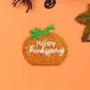 Fashnzfab Happy Thanksgiving Message Pumpkin Iron On Patch In Orange