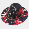 Fashnzfab Hardware Chain Band Multi Color Printed Fedora Hat In Multi