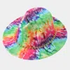 Fashnzfab Hardware Chain Band Multi Tie-dye Printed Fedora Hat In Multi