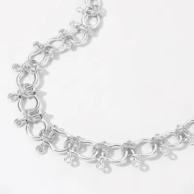 Fashnzfab Hardware Chain Choker Necklace In Silver