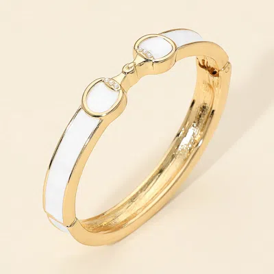 Fashnzfab Hardware Detail Enamel Hinged Bangle Bracelet In Multi