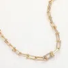 Fashnzfab Hardware Link Stone Paved Necklace In Multi