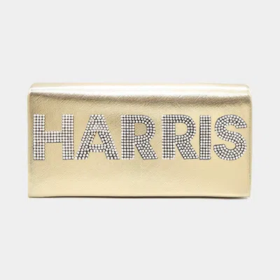 Fashnzfab Harris Bling Studded Metallic Clutch Bag / Evening Crossbody Bag In Gold