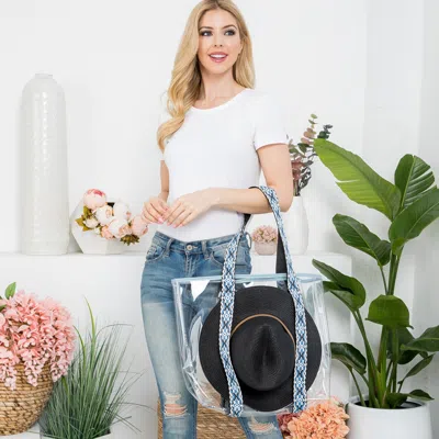 Fashnzfab Hat Carrying Transparent Aztec Pattern Strap Tote Bag In Black