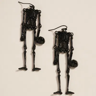 Fashnzfab Head Off Halloween Skeleton Dangle Earrings In Black