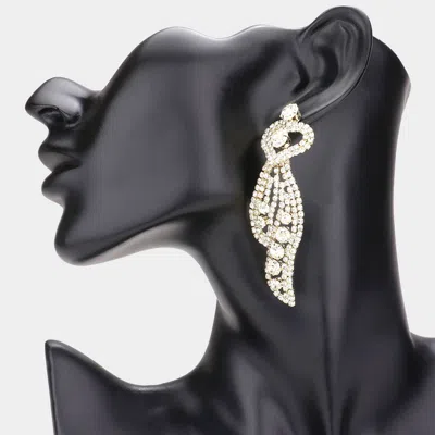 Fashnzfab Heart Accented Bubble Stone Dangle Evening Earrings In Black
