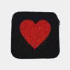 Fashnzfab Heart Accented Seed Beaded Square Crossbody Bag In Black