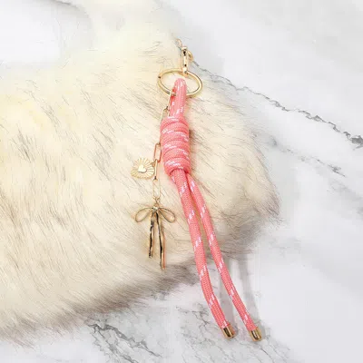 Fashnzfab Heart Bow Charm Drop Rope Knot Keychain Bag Charm In Multi