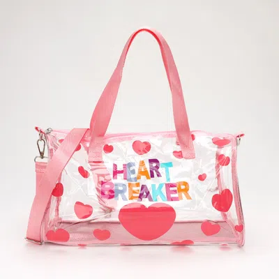 Fashnzfab Heart Braker Message Heart Pattern Printed Transparent Boston Bag / Crossbody Bag In Multi