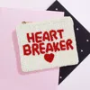 Fashnzfab Heart Breaker Message Seed Beaded Mini Pouch Bag In Multi