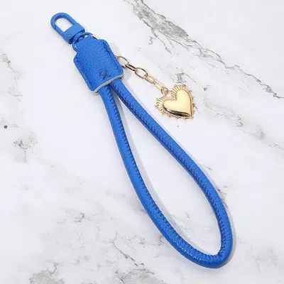 Fashnzfab Heart Charm Drop Faux Leather Wristlet Keychain Bag Charm In Multi