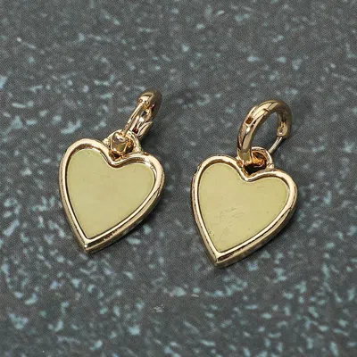 Fashnzfab Heart Charm Drop Huggie Earrings In Gold
